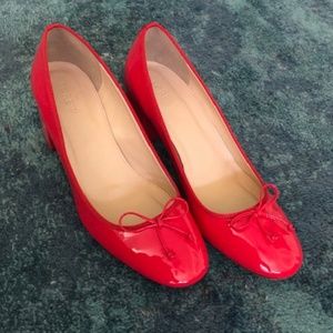 J Crew Red Patent Leather Block Heels 8
